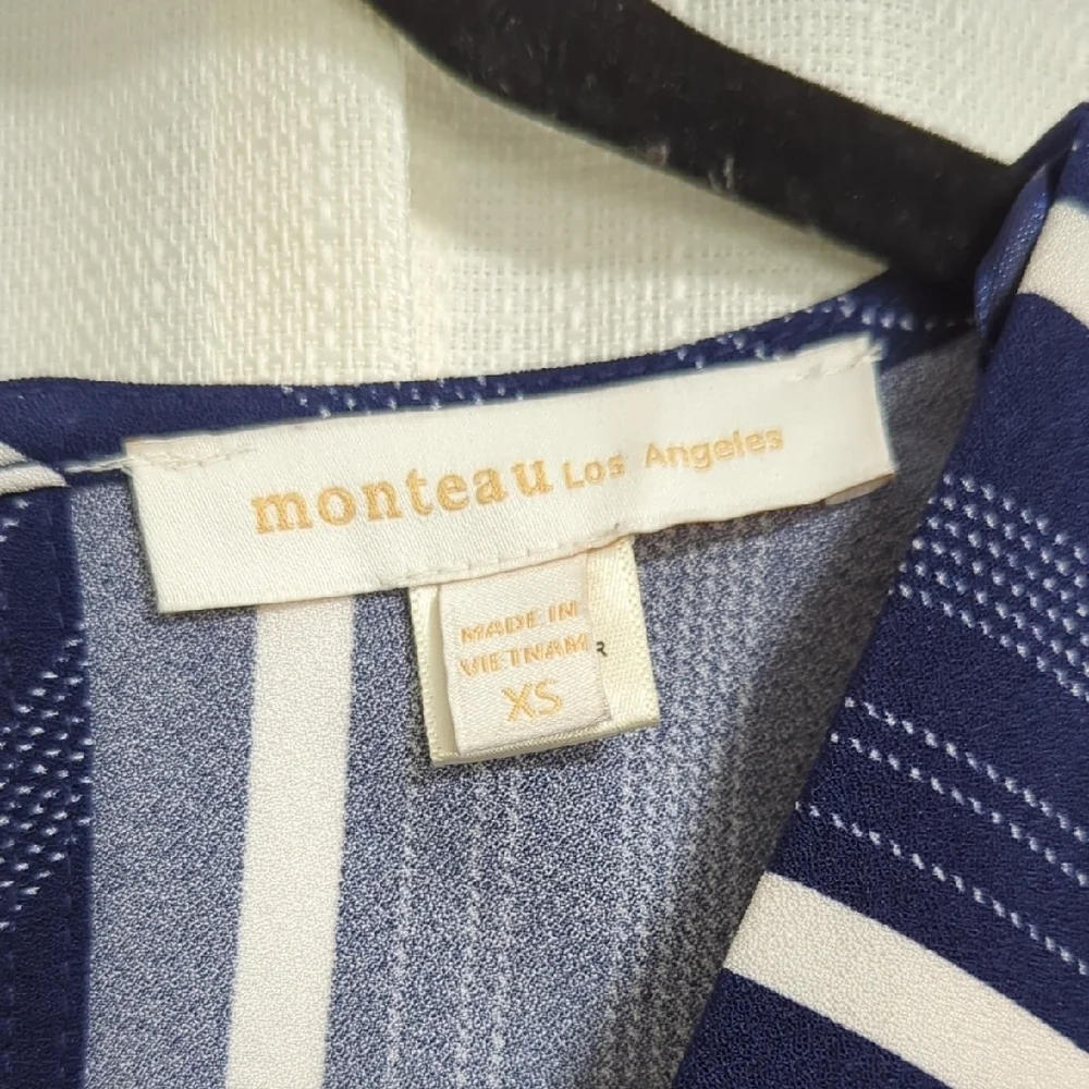 Monteau - Striped Navy Jumpsuit - Size XS - Picture 2 of 16